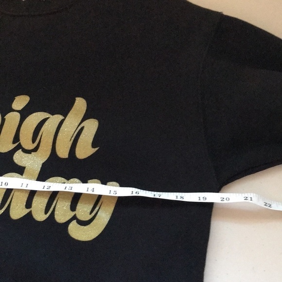 BRUNETTE the Label "SLEIGH ALL DAY" Classic Crew Neck Sweatshirt Gold Glitter - Picture 7 of 10